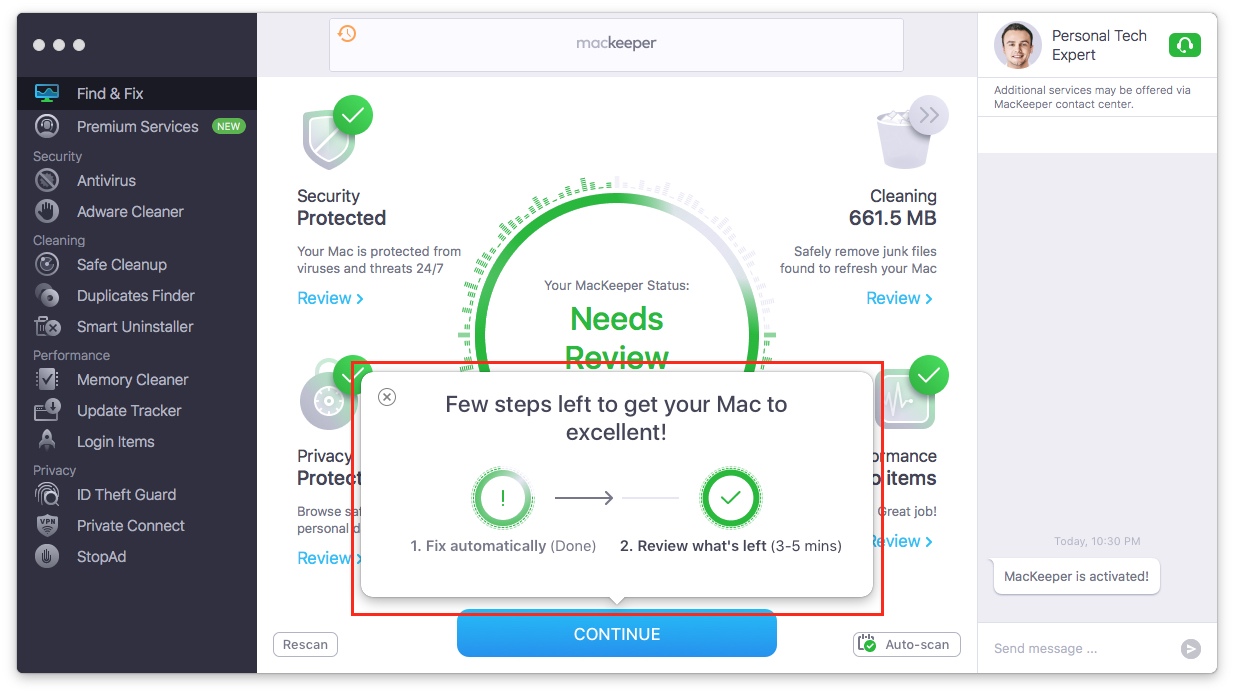 find & fix with continue button find & fix with continue button