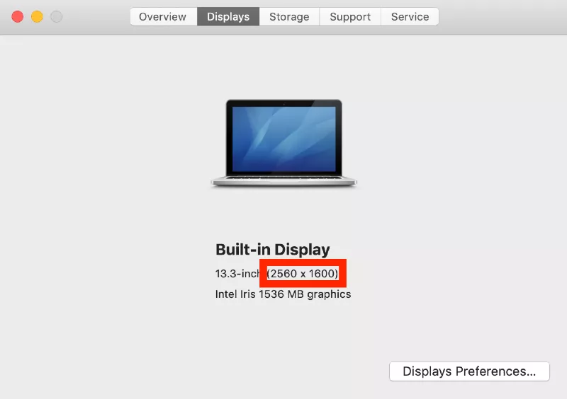 display resolution in about this mac settings