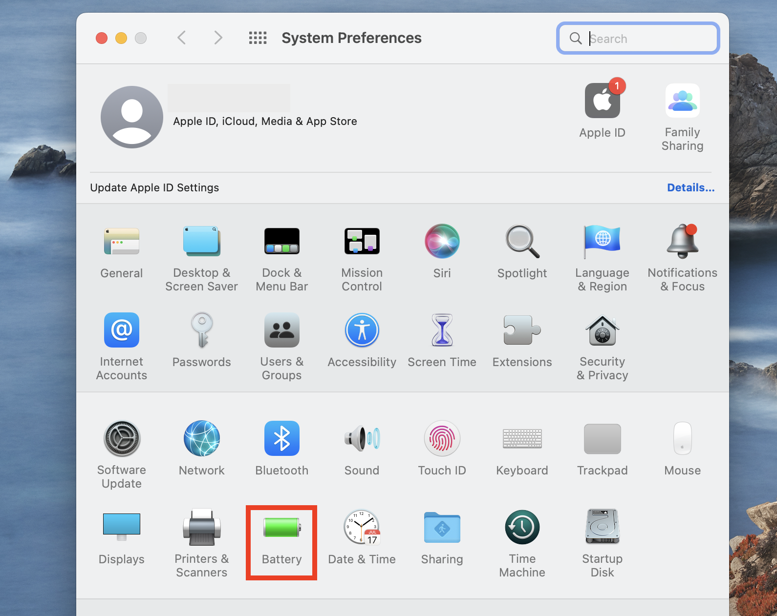 System Preferences > Battery