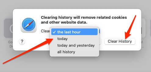 Clear History button in safari Clear History button in safari