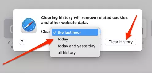 Clear History button in safari