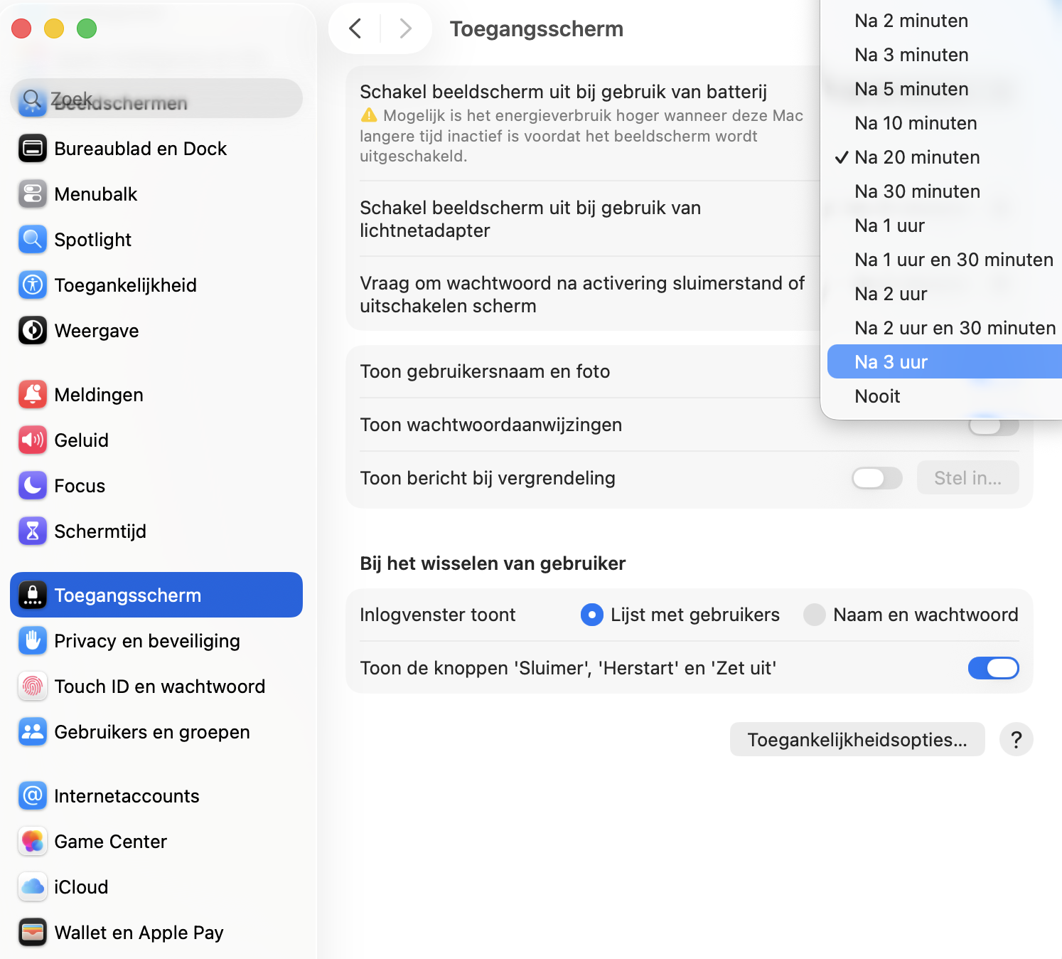 Om onverwachte afsluitingen op je Mac te voorkomen, verleng je de tijden naast je sluimerinstellingen.