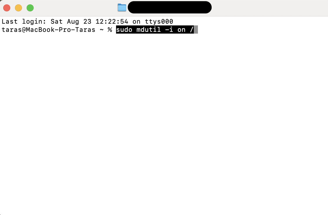 Re-enable Spotlight indexing by opening Terminal and running the command sudo mdutil -i on / to restore default search functionality.
