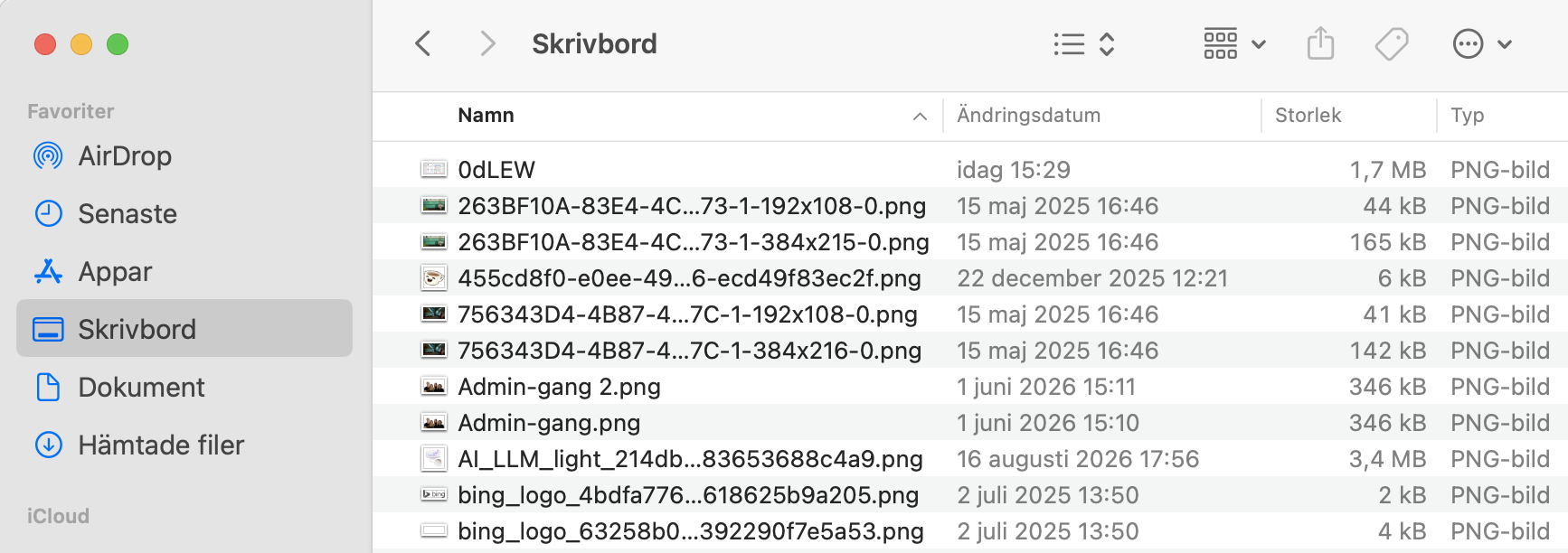 Öppna mappen Skrivbord från Finder för att städa skrivbordet manuellt