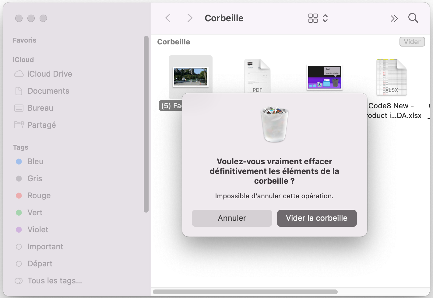 comment récuperer fichier supprimé de la corbeille mac