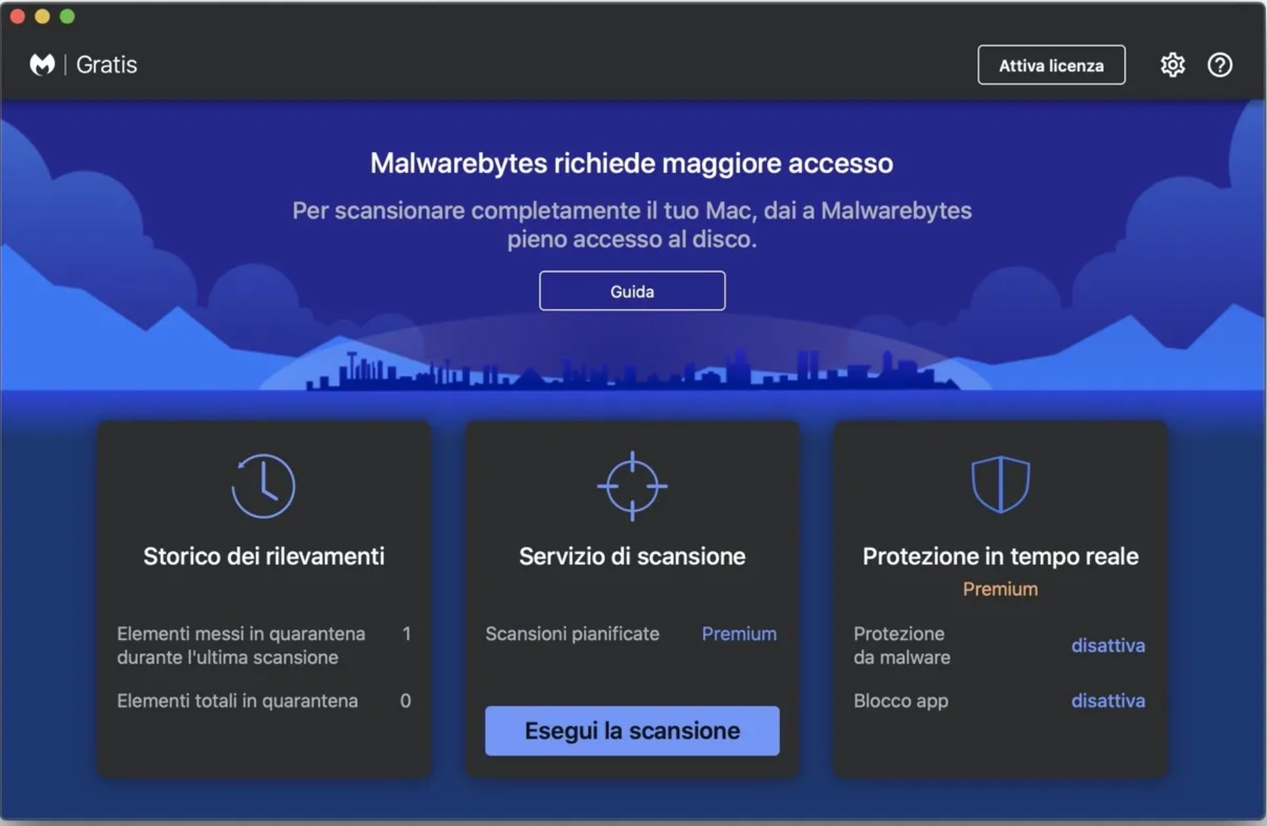Malwarebytes Antivirus protegge dispositivi macOS, iOS, Windows e Android. La protezione in tempo reale è disponibile solo nella versione Premium.