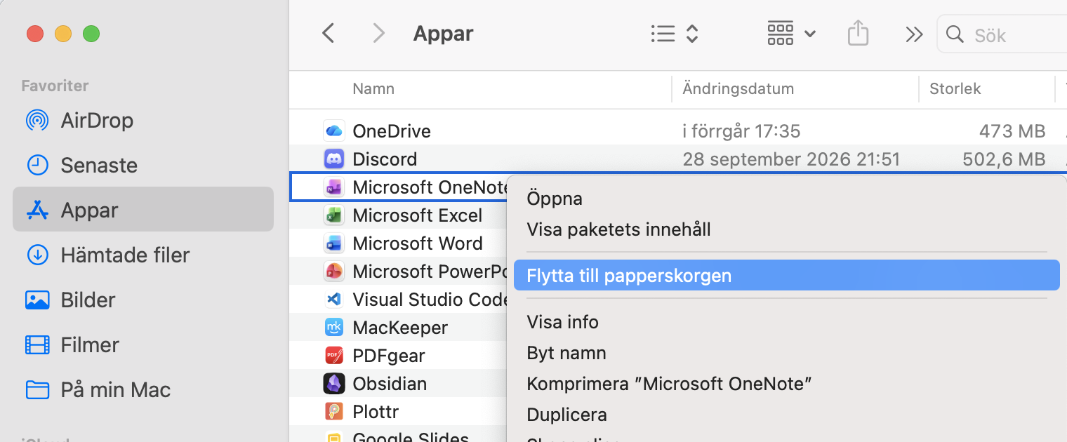 Ibland kommer skadlig programvara i form av en app, som du helt enkelt kan avinstallera. Hitta den i din mapp Appar, flytta den till papperskorgen och töm sedan papperskorgen.