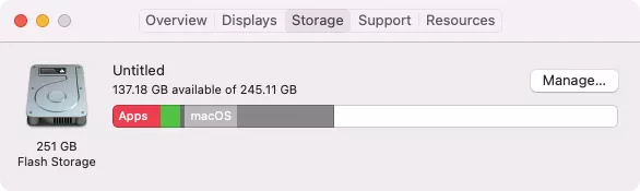 Apple > About This Mac > Storage