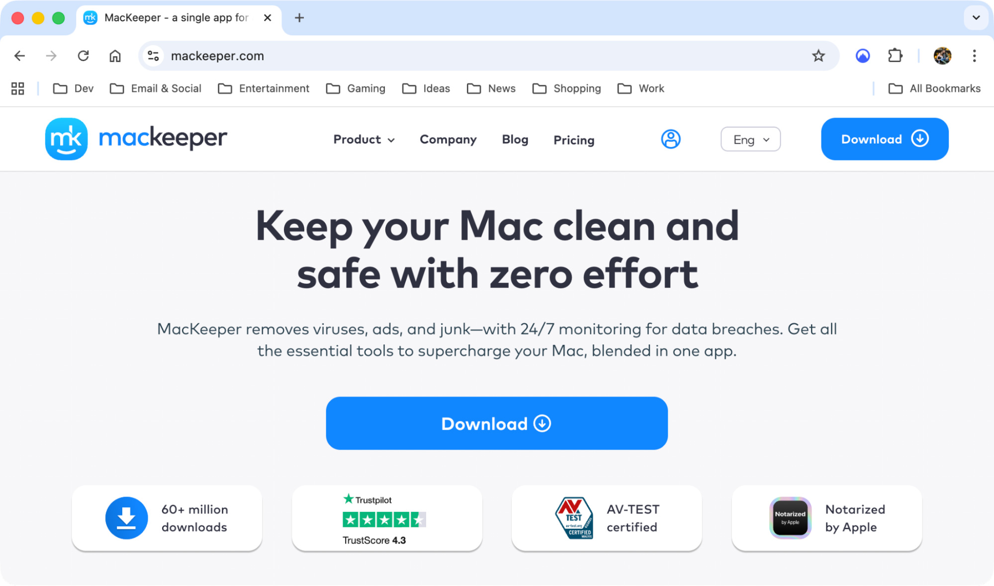 A website inside Google Chrome on Mac. Try accessing a webpage to confirm your internet is working when you encounter the NSURLErrorDomain error -1012 message.