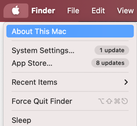 To make sure you can install the app on your current macOS version, go to the Apple menu, then select About This Mac.