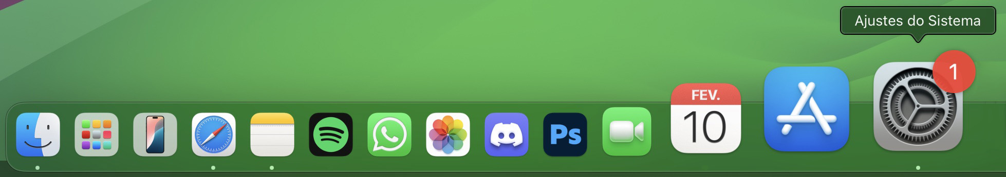 Para desligar sua VPN, primeiro você precisará abrir os Ajustes do Sistema, que podem ser encontrados no dock do seu Mac ou clicando no ícone da Apple.