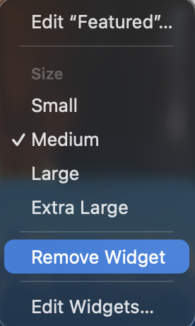 Right-click (or control-click) the broken widget on your screen and click Remove Widget when Mac widgets are not working.