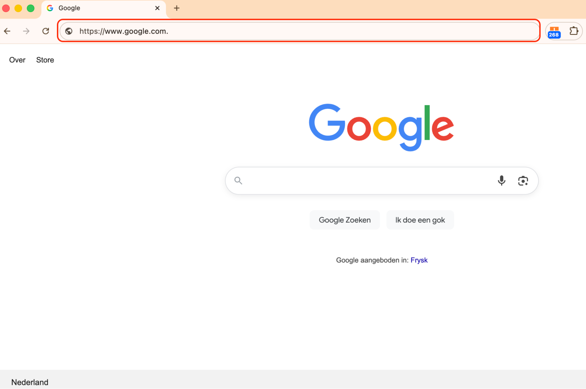 Als je dubbelklikt in de adres- of zoekbalk van Chrome, zie je de volledige URL van de huidige site. Doe dit wanneer je op je normale startpagina bent en controleer of deze klopt.