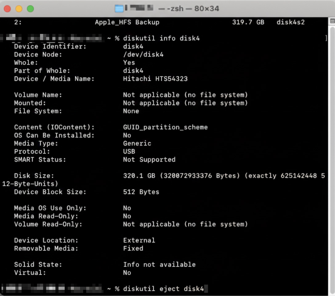 Agora você verá uma lista de informações sobre o seu disco rígido externo. Isso incluirá o tamanho da unidade, como ela está conectada e muito mais.