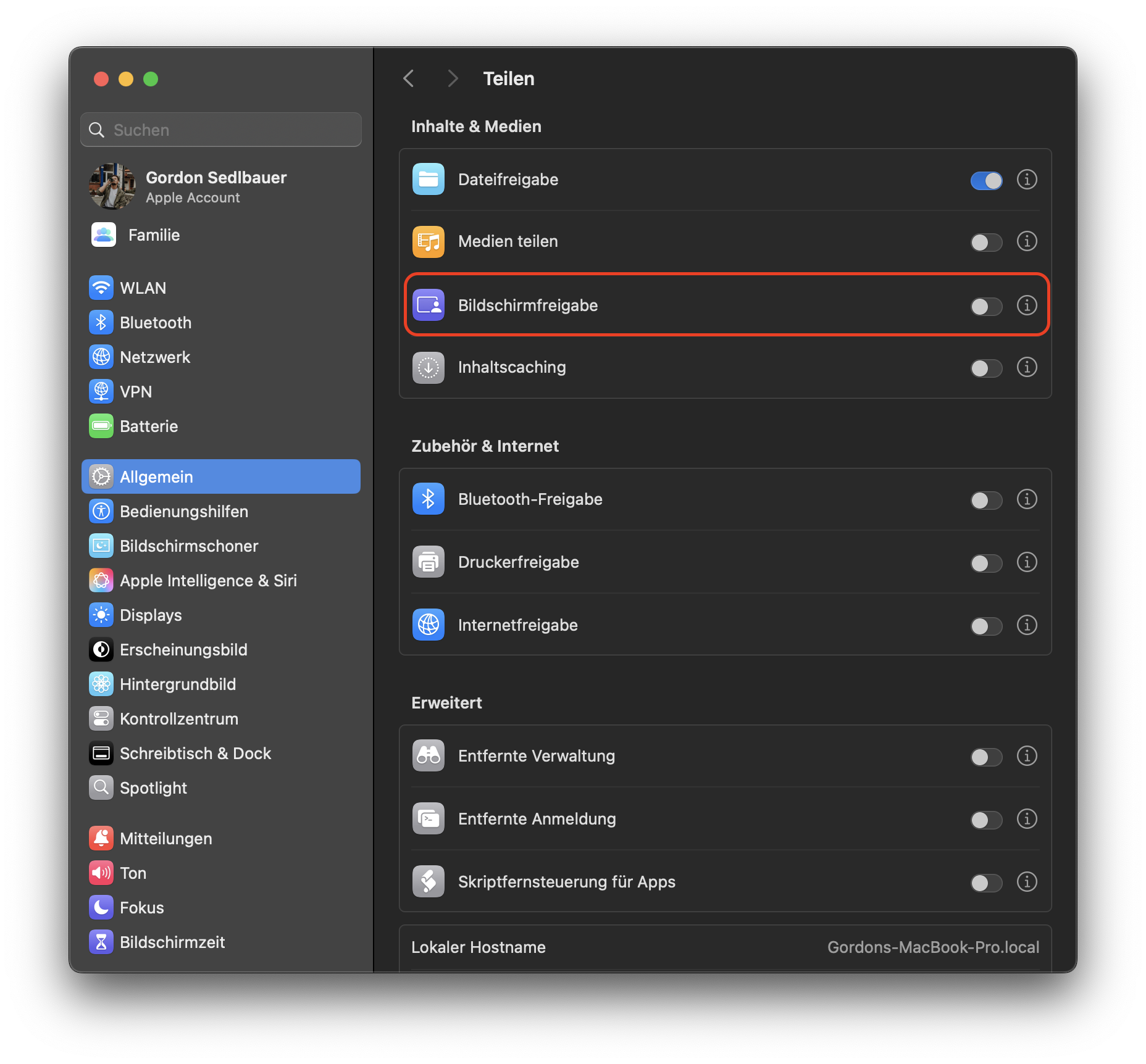 Die letzte Maßnahme, die Sie ergreifen müssen, wenn Ihr Bildschirm auf einem Mac beobachtet wird, ist das Deaktivieren der Bildschirmfreigabe in den Systemeinstellungen. Deaktivieren Sie dazu die entsprechende Option.