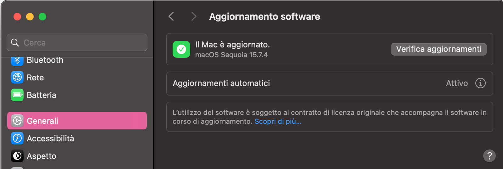 Qui vedrai eventuali aggiornamenti disponibili insieme al pulsante Aggiorna ora. Dopo averlo selezionato, segui le istruzioni a schermo per aggiornare il Mac. Puoi anche attivare gli aggiornamenti automatici.