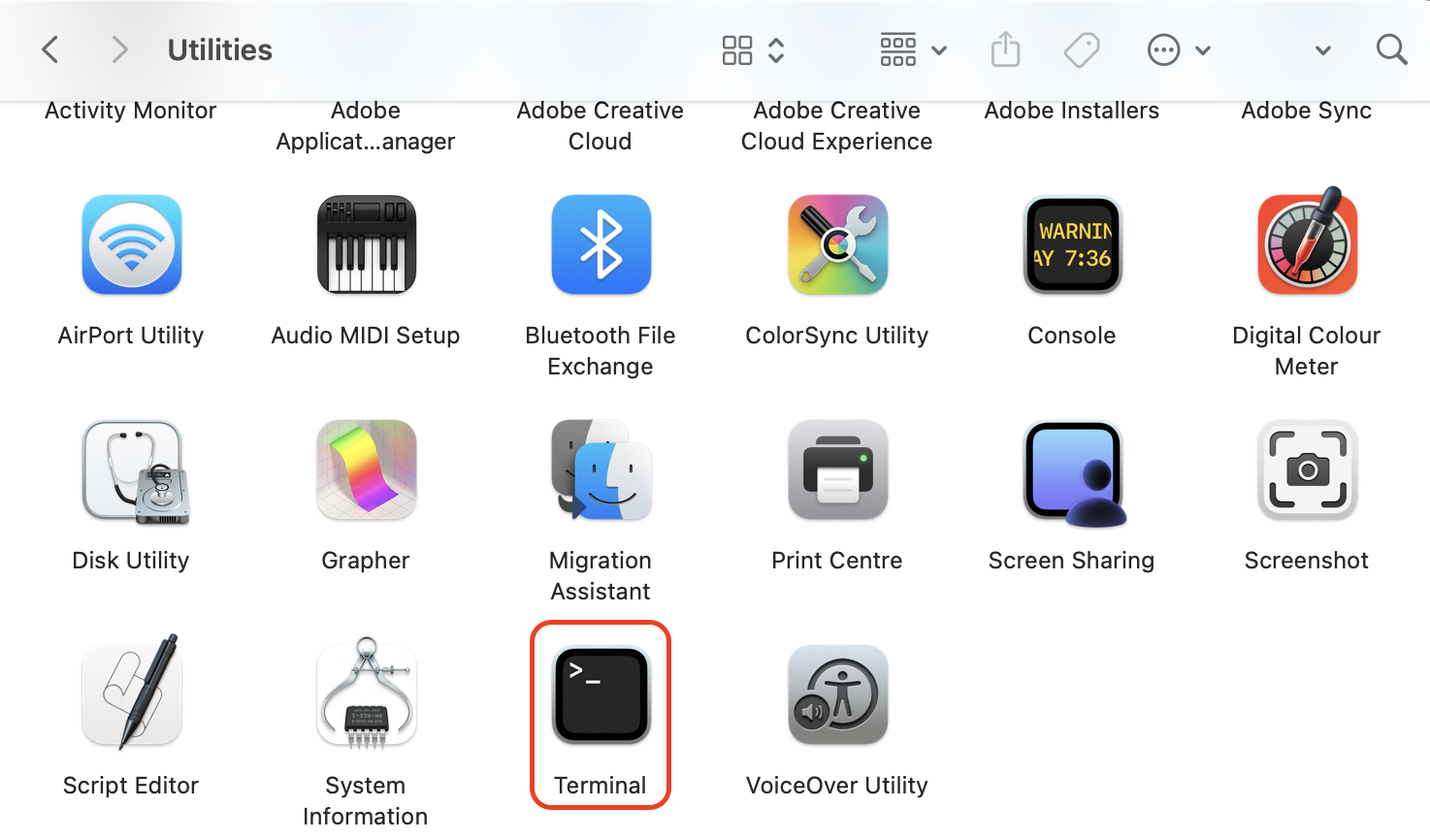 Open Finder on your Mac, navigate to Applications then Utilities, and double-click Terminal to launch it before entering your removal commands.