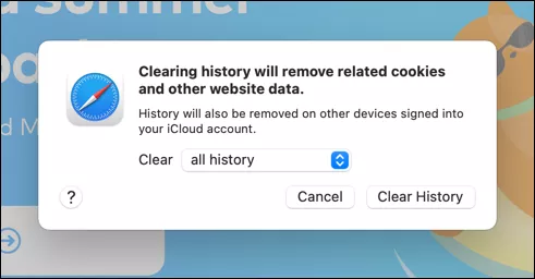 clear safari history confirmation window clear safari history confirmation window