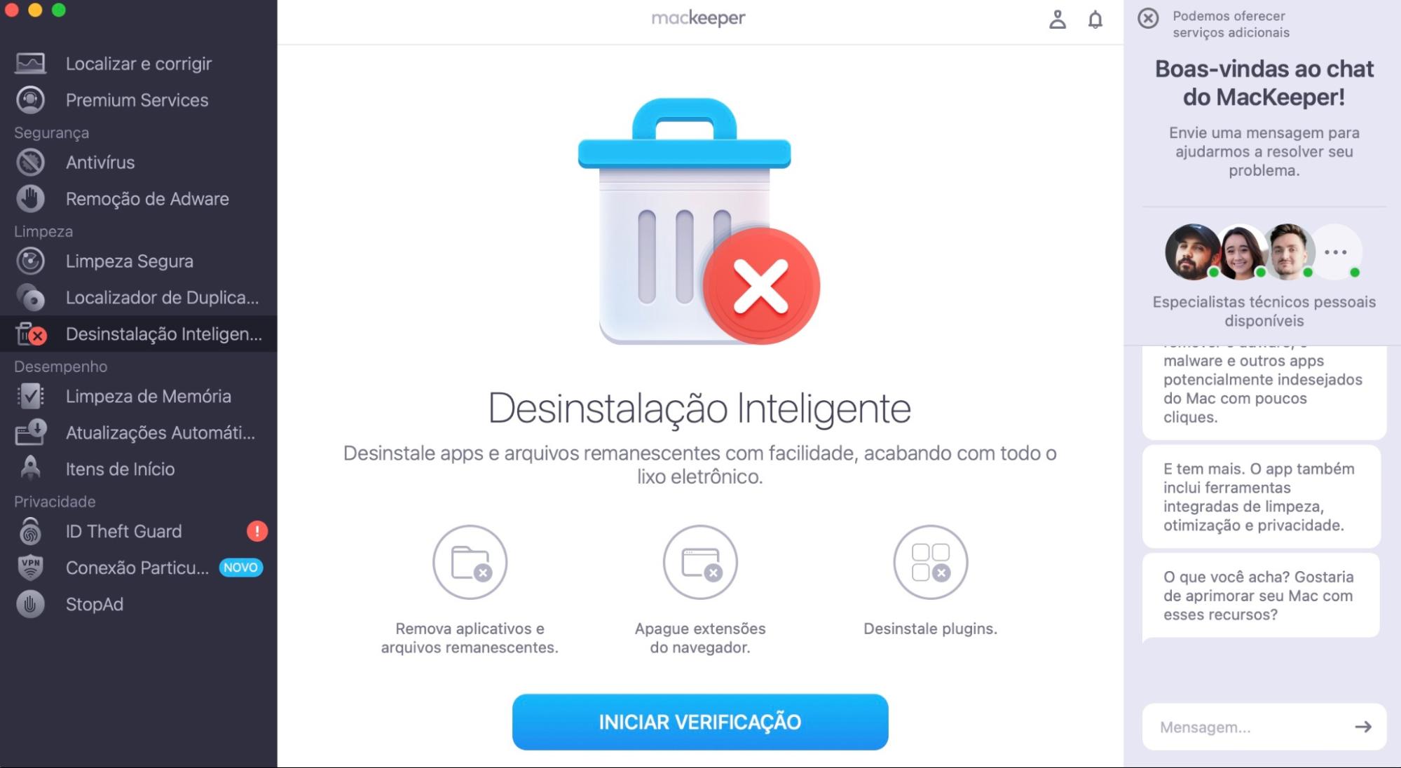 Abra a Desinstalação Inteligente no aplicativo MacKeeper.