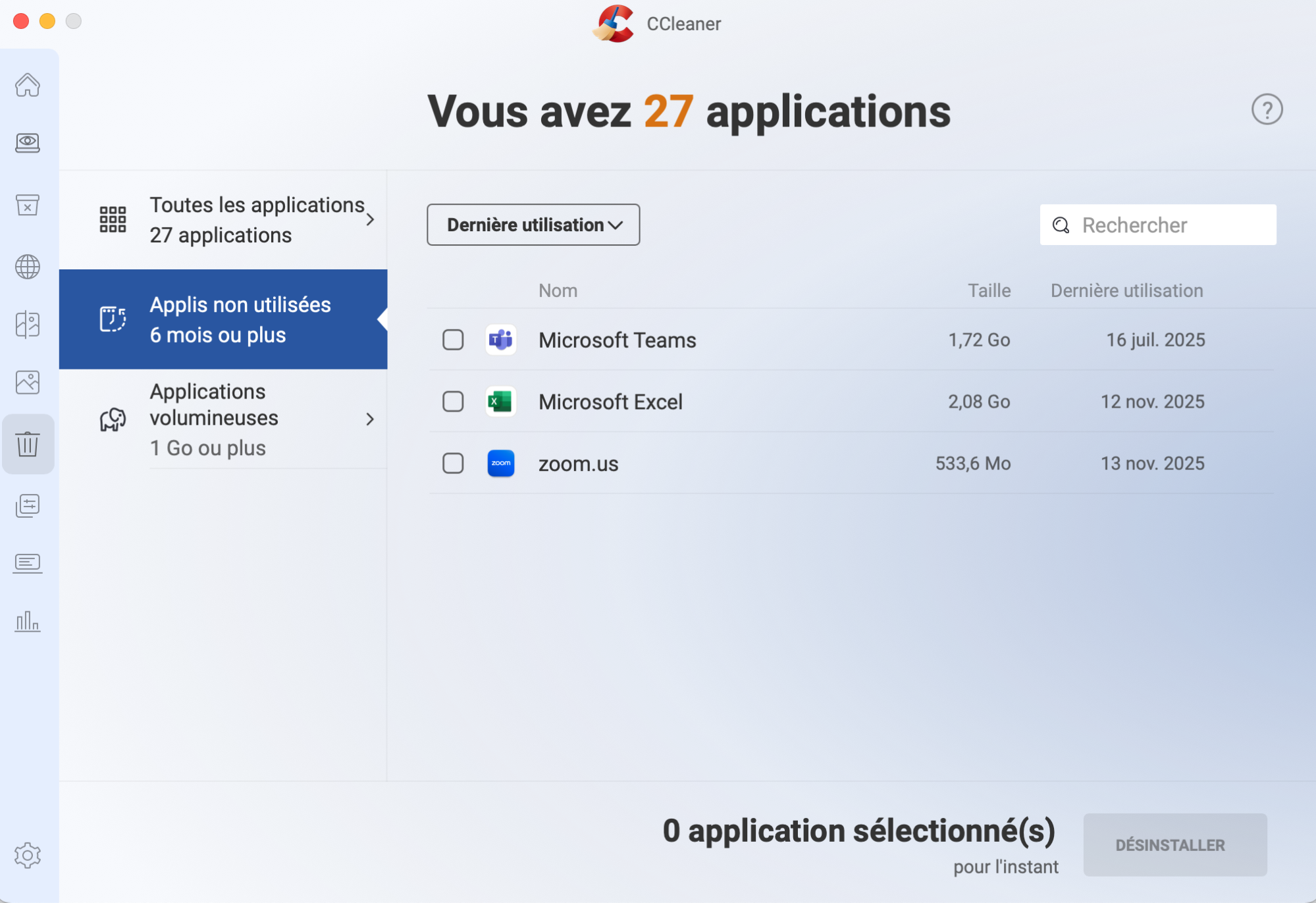 CCleaner vous montre les applications que vous pouvez supprimer après avoir effectué une analyse de votre appareil. Vous pouvez ensuite les désinstaller sans trop de difficulté.