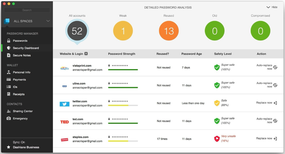 Dashlane for Mac offers a wide array of tools.