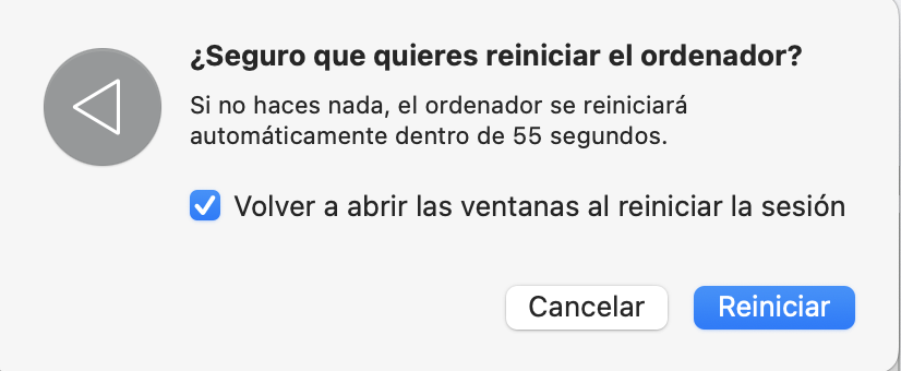 Después de pulsar Reiniciar, aparecerá una ventana emergente pidiéndote que confirmes tu decisión. Selecciona de nuevo Reiniciar cuando esto ocurra.