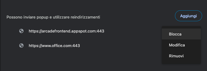 Scorrere l'elenco e scegliere qualcosa da modificare. Fare clic sui tre punti, quindi utilizzare il menu per selezionare Blocca. I pop-up e i reindirizzamenti saranno impediti.