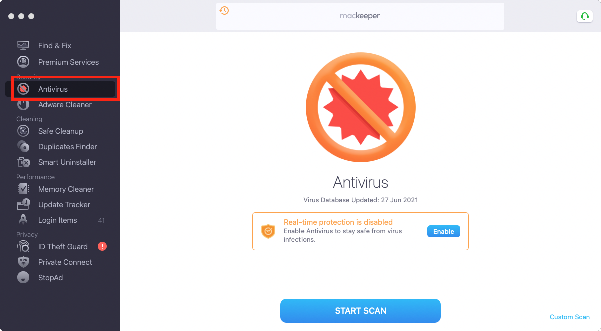 Open MacKeeper Antivirus