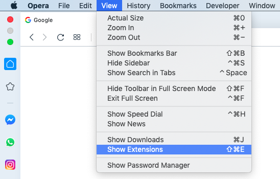 find extensions button in opera menu find extensions button in opera menu