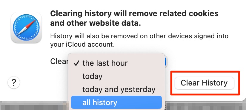 how to clear history and select timescale on mac