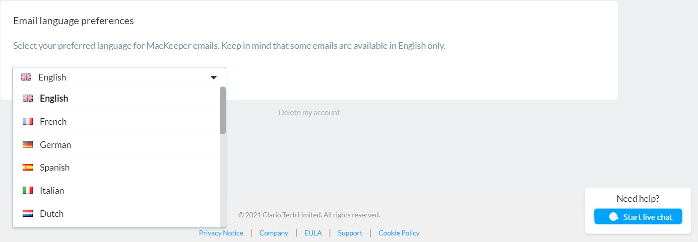 update email language preferences update email language preferences