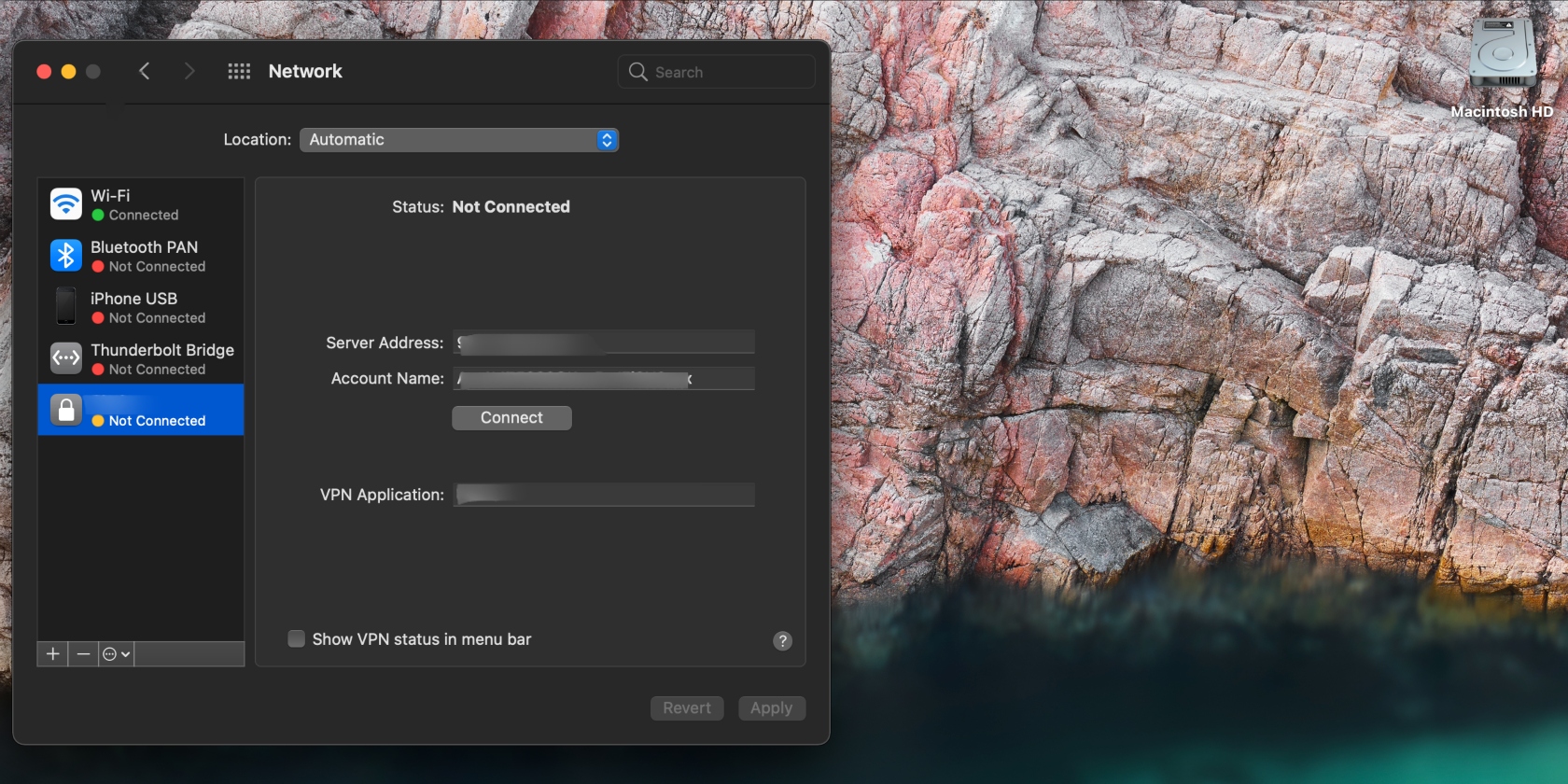 VPN settings on Mac