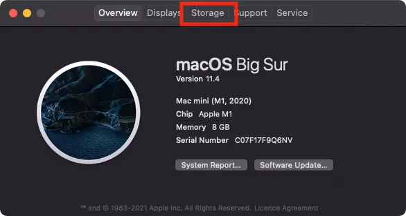 about this mac storage tab