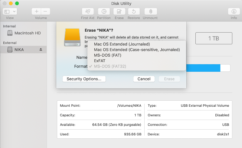 macos reformat usb drive