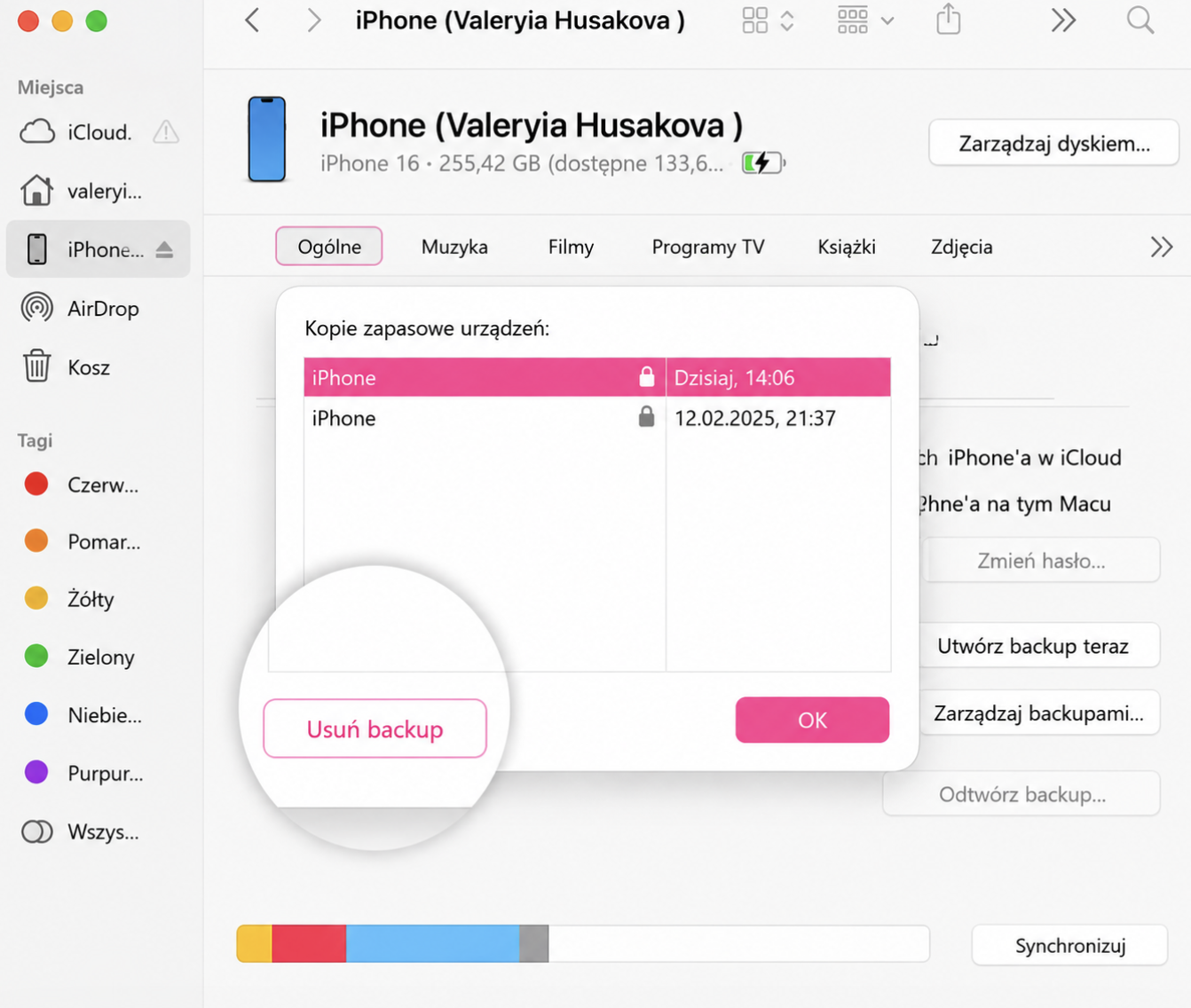 Kopie zapasowe iOS mogą zajmować dużo miejsca na Macu. Jeśli masz iPhone'a lub iPada, podłącz go teraz i usuń kopie zapasowe.