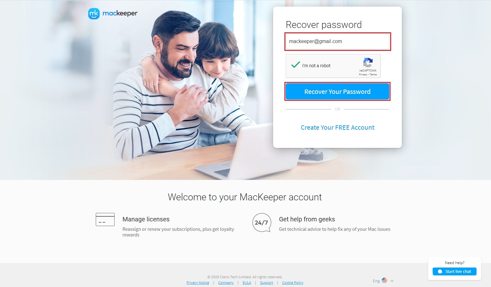 click Recover Your Password click Recover Your Password