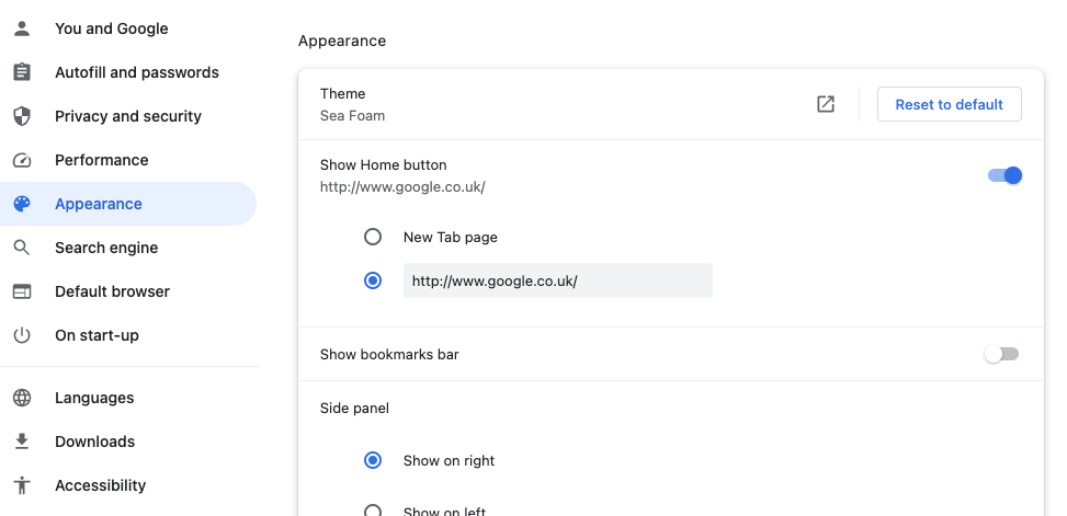 Under Appearance > Show Home button, you'll be able to set where the home button sends you. If the URL is wrong, you can change it here.