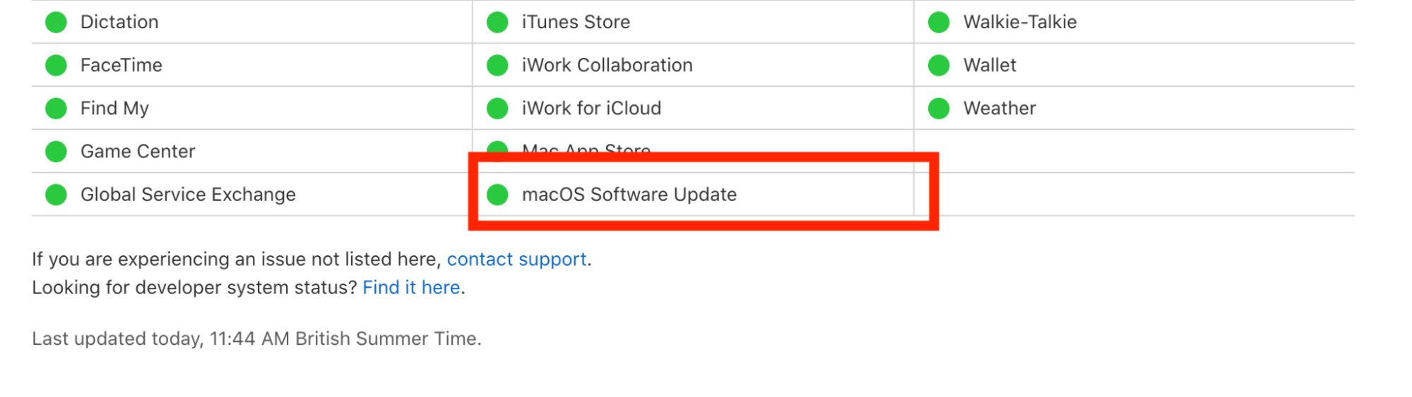 In rare cases, Apple's servers may be experiencing issues that prevent you from updating your Mac. Check the company's status page to make sure this isn't the cause of your problem.