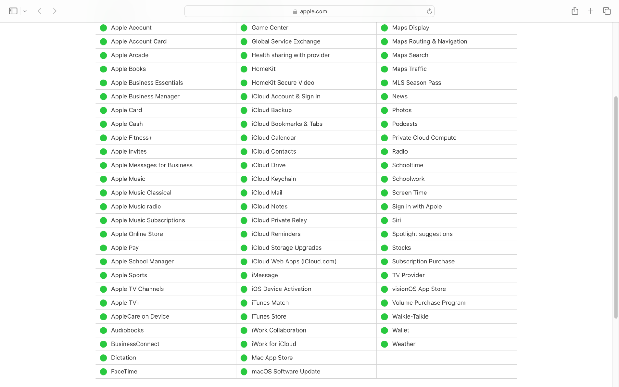 Open Apple’s system Status page and look for macOS Software. If it’s green then there is no Apple Serve issue, but if you are facing macOS Sequoia installation issues, then the problem is from something else.