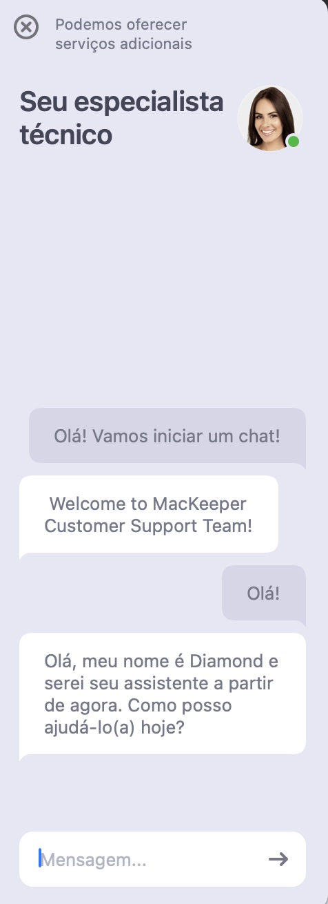 Inicie uma conversa com um dos nossos assistentes. Envie sua pergunta no chat.