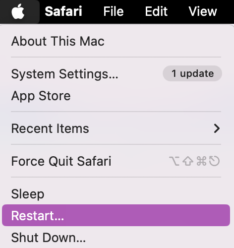 A quick one-off can fix more glitches than you might realise. Just make sure you quit all your open apps before clicking on the Apple Icon and selecting Restart. Once your Mac restarts, all its processes will be new.