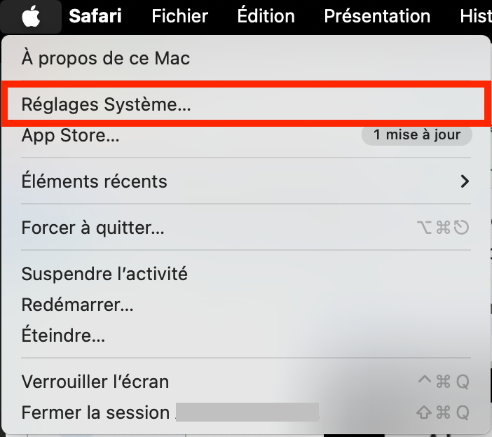 Pour corriger la date et l'heure de votre Mac, allez dans Réglages Système sur votre Mac et trouvez les réglages Date et heure.
