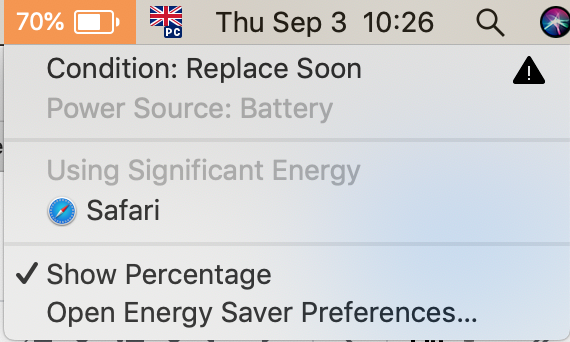 see battery status from the upper mac menu see battery status from the upper mac menu