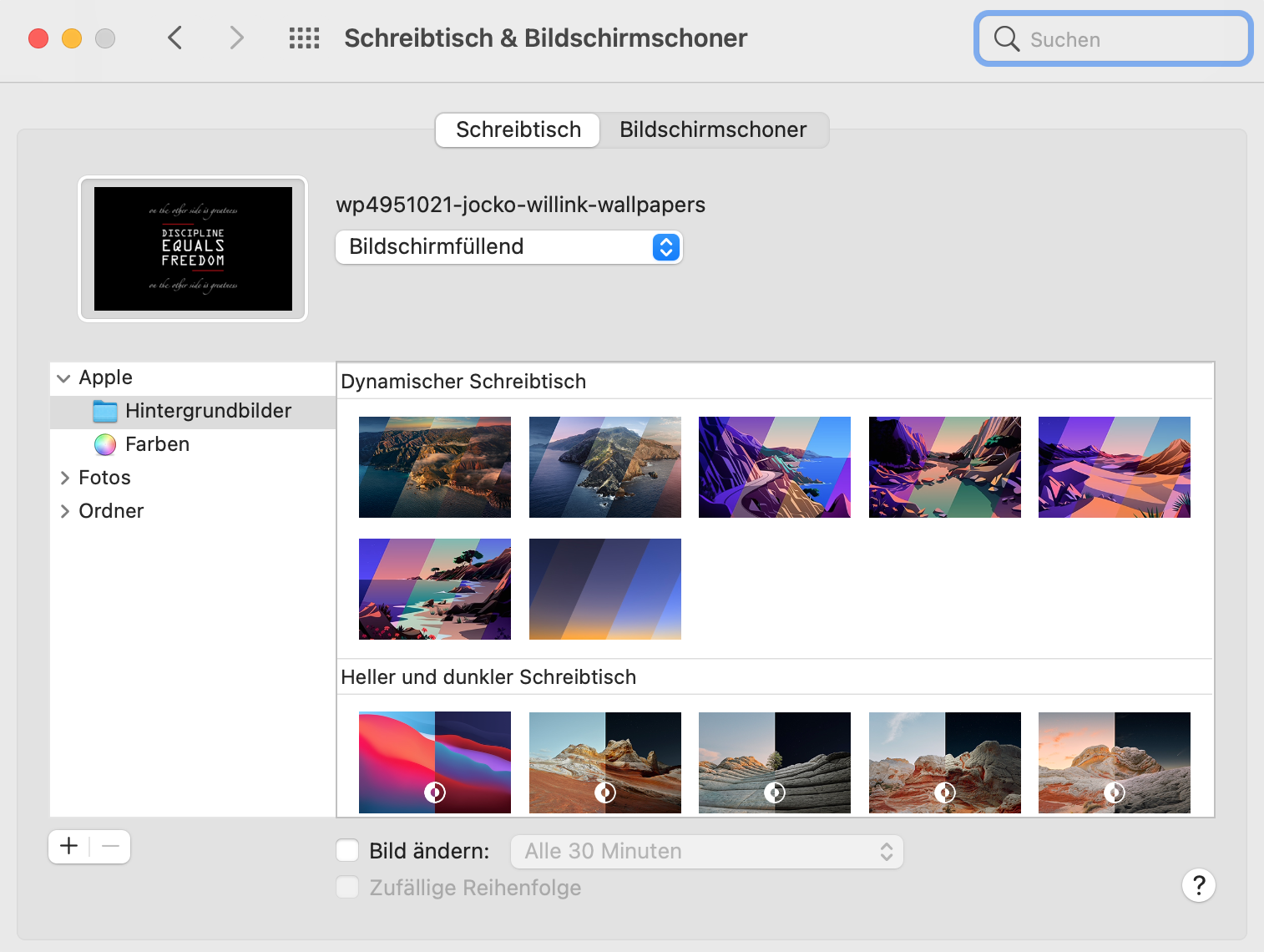 Schreibtisch & Bildschirmschoner Menu Schreibtisch & Bildschirmschoner Menu