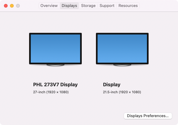 About This Mac > Display tab About This Mac > Display tab