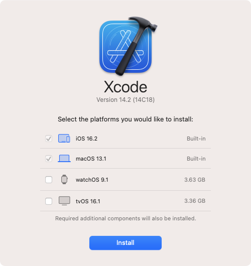 Finalize installation of Xcode.
