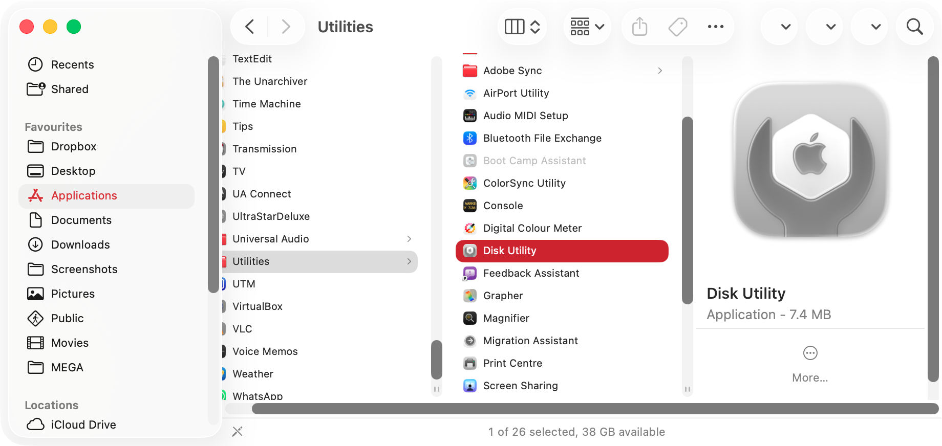 You might be able to fix the 'Erase process has failed' error by running First Aid on your drive. Start by opening Disk Utility from Applications > Utilities.