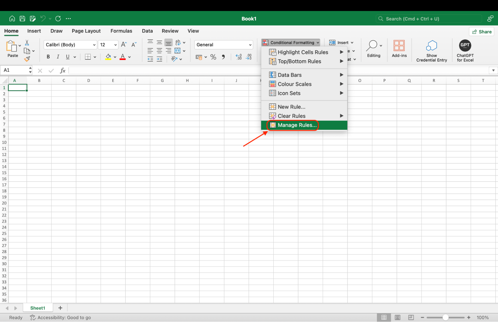 Open Excel, go to Home > Conditional Formatting > Manage Rules, and simplify formatting by removing unnecessary rules to enhance performance.