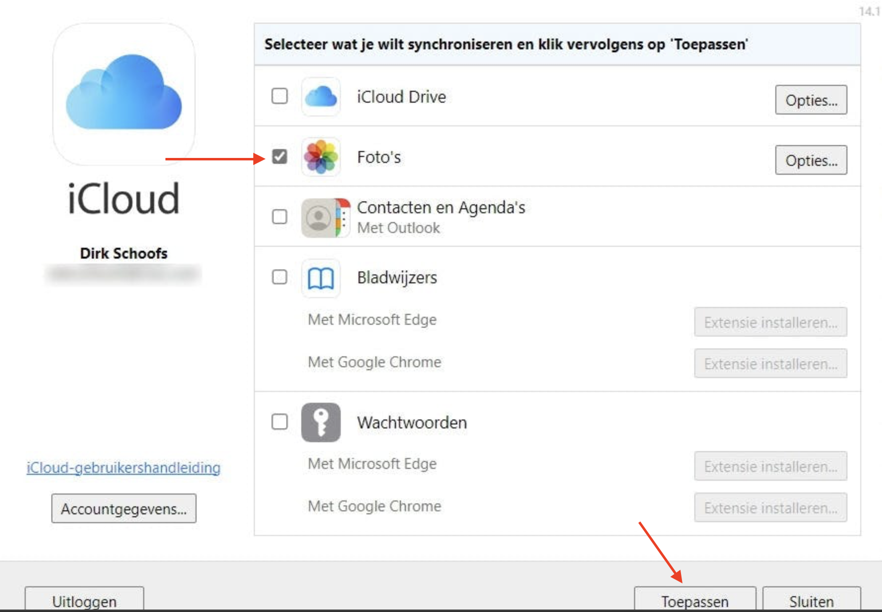 Systeeminstellingen op Mac met de opties voor iCloud-foto’s. Om bestanden van Mac naar Mac te verplaatsen via iCloud-opslag, schakel je Synchroniseer deze Mac in en klik je vervolgens op Gereed.