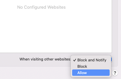 Allowing pop-ups in Safari.